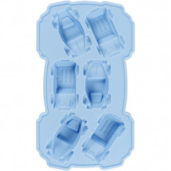 Silicone Mould, hole size 30x45 mm, 12.5 ml, light blue, cars
