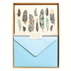Notecards with feathers set...