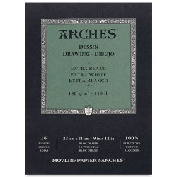 Arches Drawing Paper Block Extra White, 16 Sheets