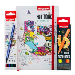 Notebook set with highliters and liners